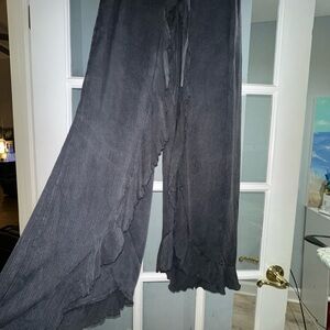 Kiwi & Punch Crinkled Gauze Pants Cover Wrap Ruffle Wide Leg Tie Waist Size XL